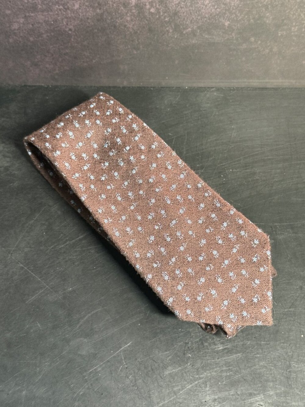 Murano Extra Long Brown Blue Floral Silk Blend Tie